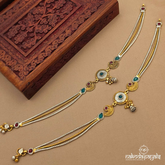 Endearing Peacock Anklets Dual Tone (A7015)