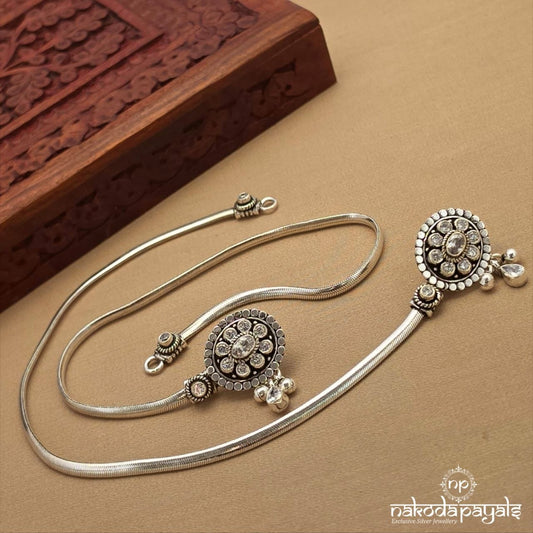 White Drop Oxidised Anklet (A7000)