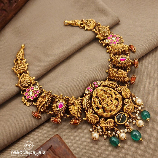 Green Drop Maha Lakshmi Neckpiece (Gn9856)