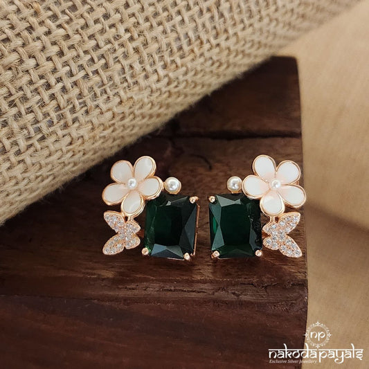 Rectangular Green Earrings (St3266)
