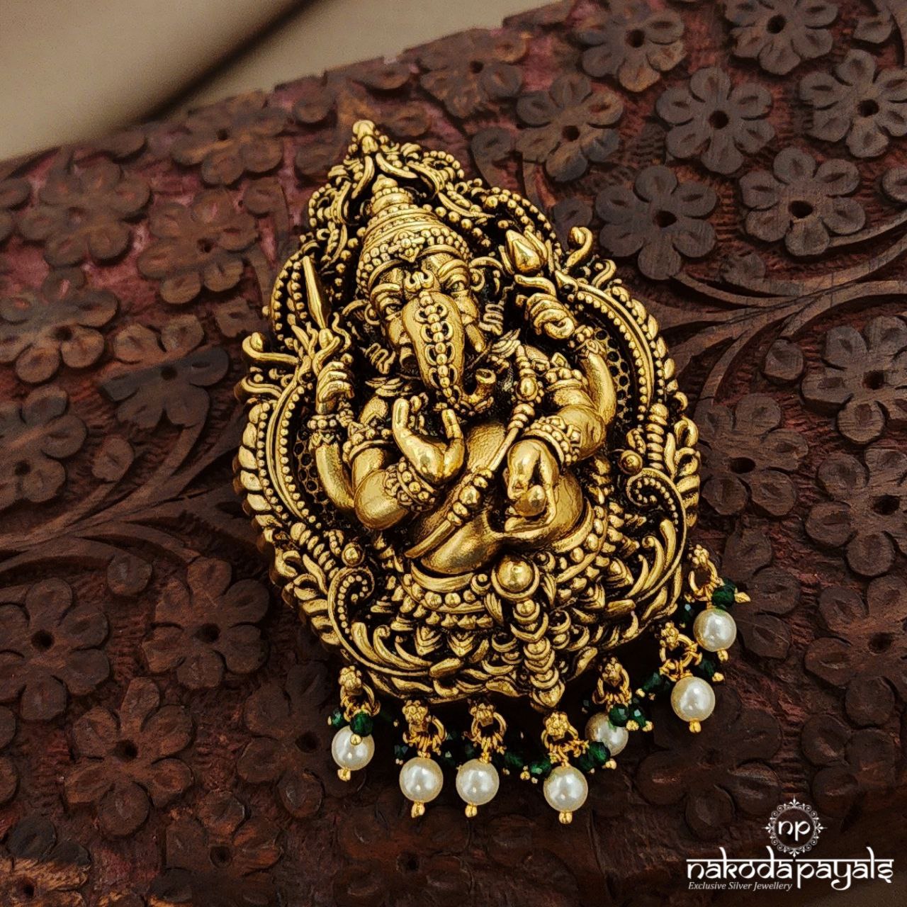 Ganesha Pearled Drop Pendant (Gp2135)