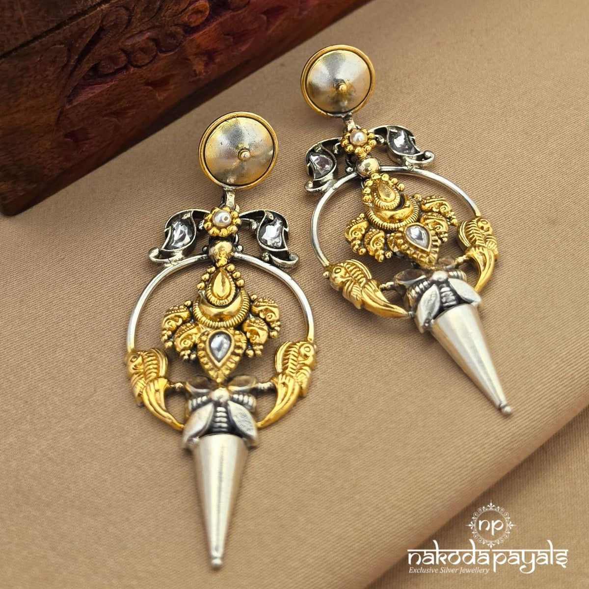 Peacock Dual Tone Chandbali (C4307)