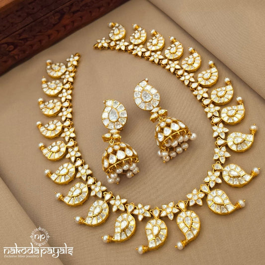 Mango Moissanite Neckpiece With Earring (Gn10919)