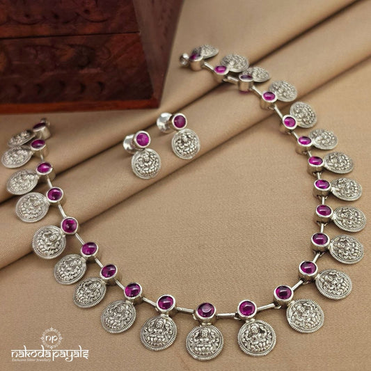 Pink Lakshmi Neckpiece With Earrings (N11711)