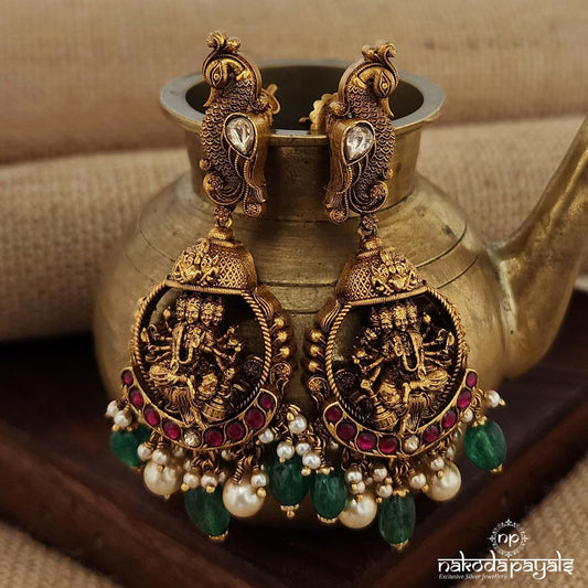Peacock Lakshmi Kundan Earrings (Ge9038)