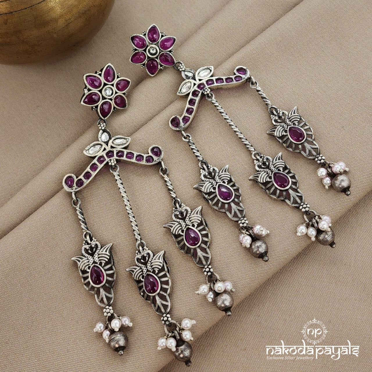 Tribal Pink Floral Earrings (C3537)