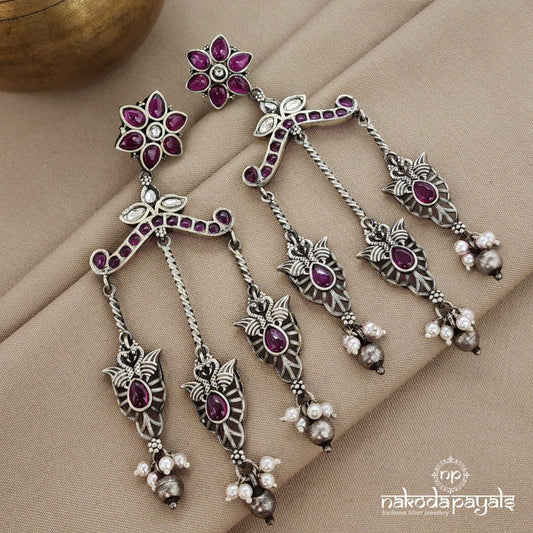 Tribal Pink Floral Earrings (C3537)