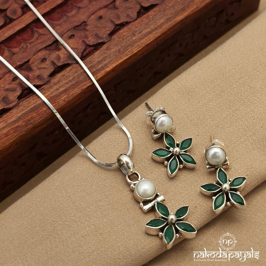 Floral Green Pendant Set (N11867)