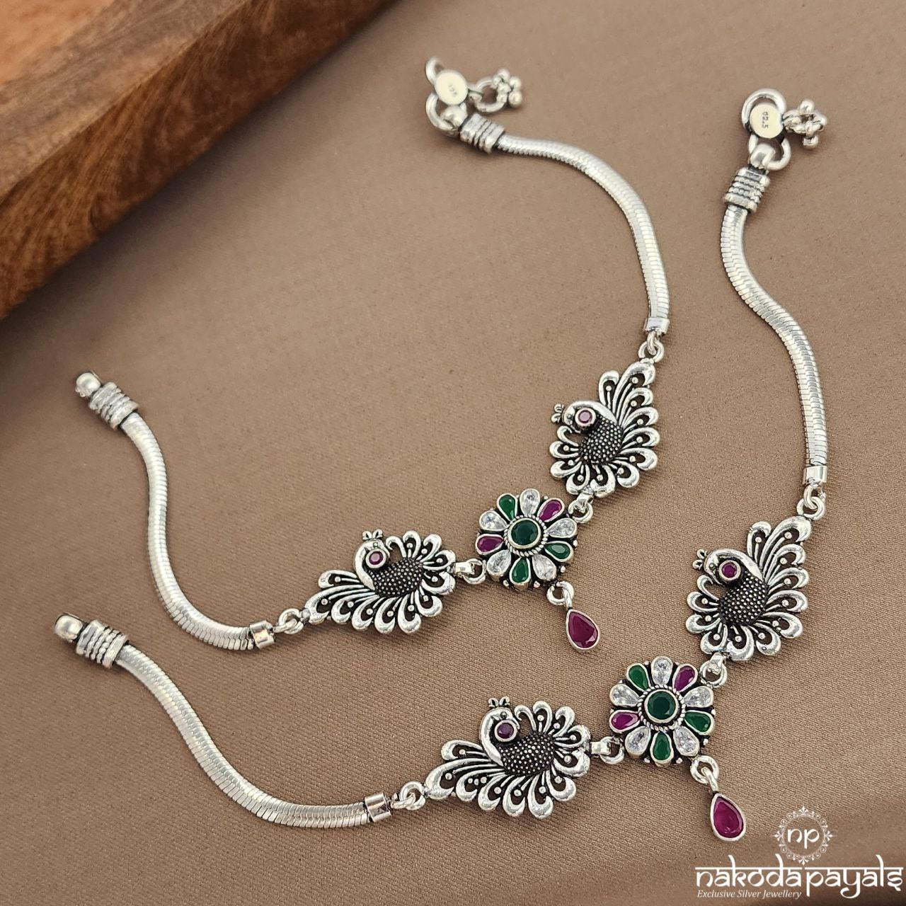 Peacock MultiColor  Anklets (A6580)