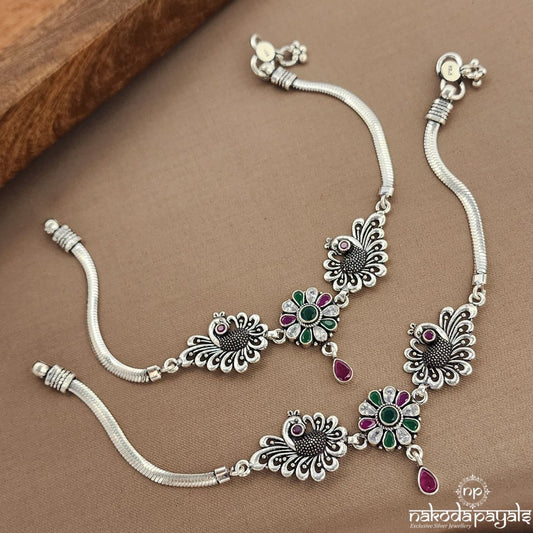 Peacock MultiColor  Anklets (A6580)