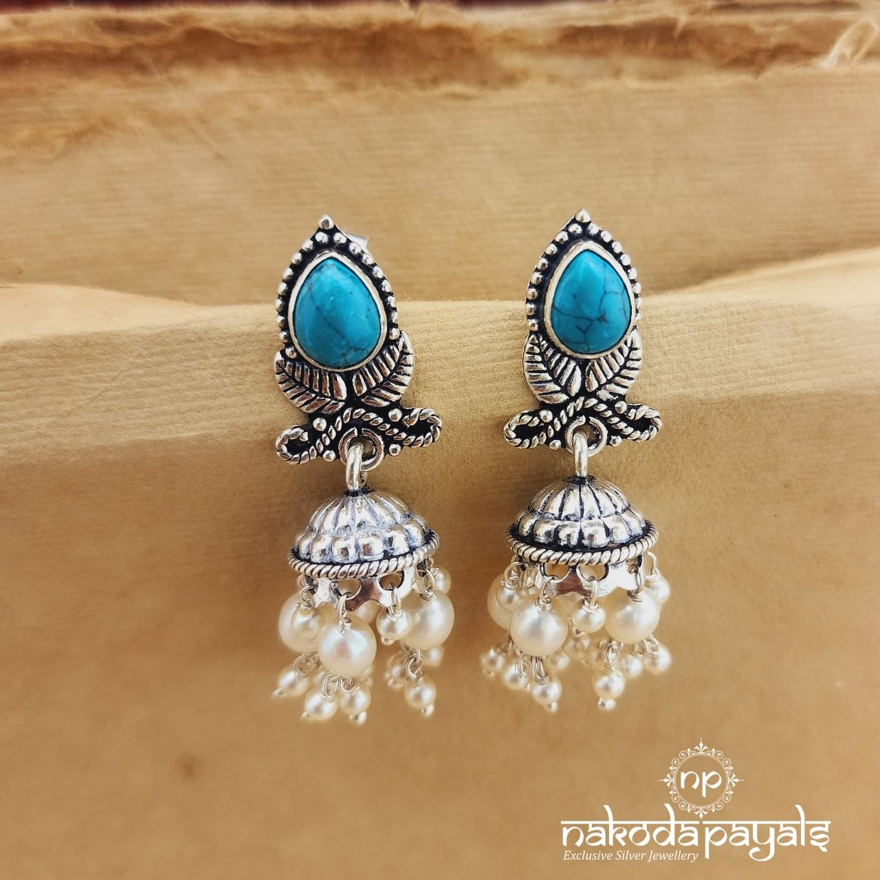 Leafy Turquoise Jhumka (J1594)