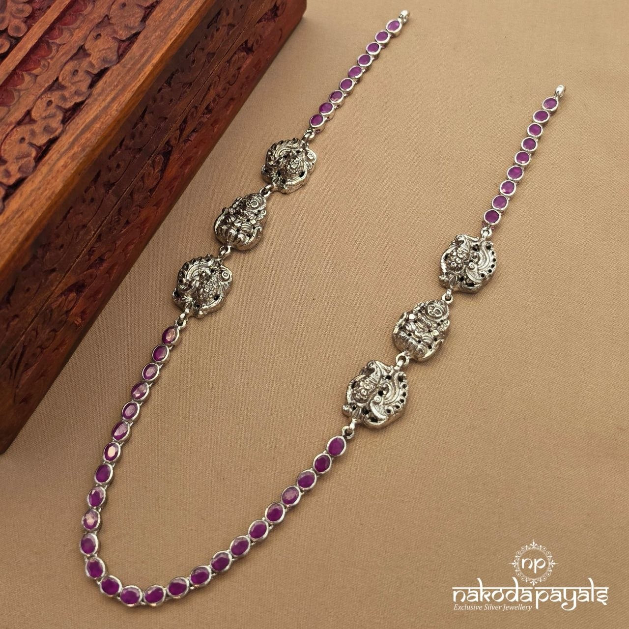 Pinkish Lakshmi Peacock Neckpiece (N12088)
