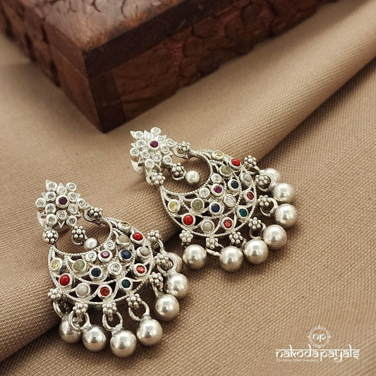 Ball Drop Navaratna Earrings (C3833)