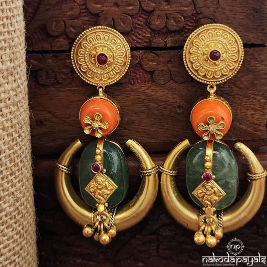 Green Half Moon Earrings (Ge9778)