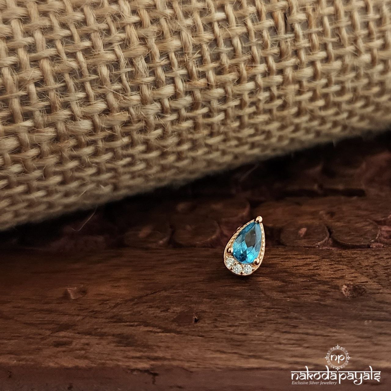 Emerald Blue Rose Gold Nosepin(Np774)
