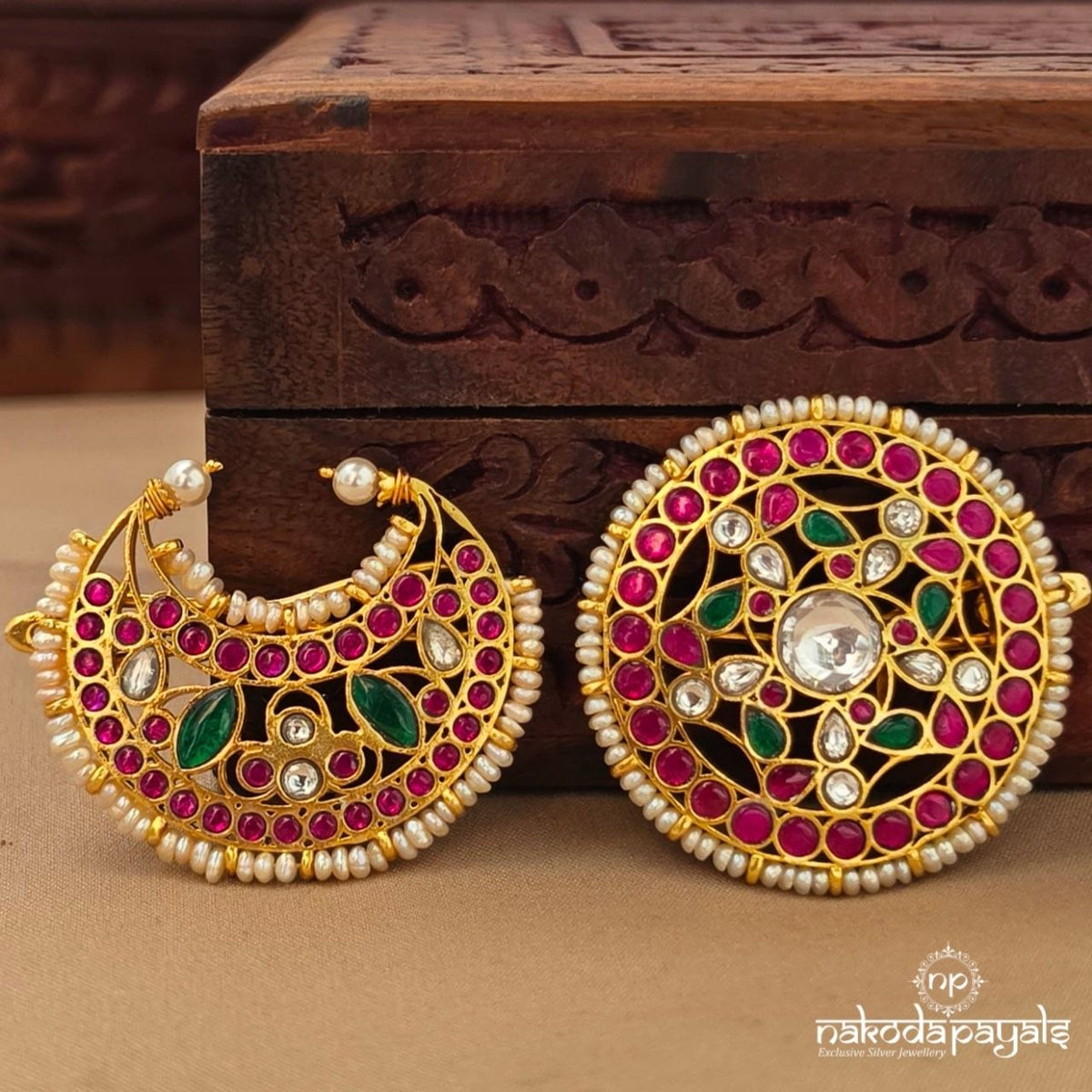 Pink Floral Kundan Surya Chandra (Ha0181)