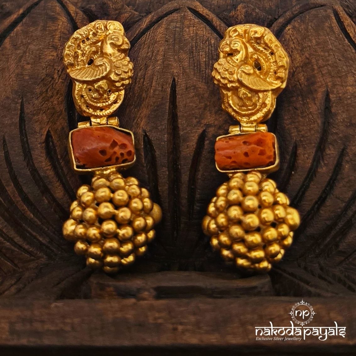 Peacock Coral Earrings  (Ge11552)