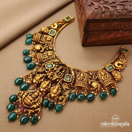 Rectangular Green Lakshmi Neckpiece (Gn9806)