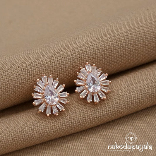 Diamond White Drop Rose Gold Earrings (St4002)