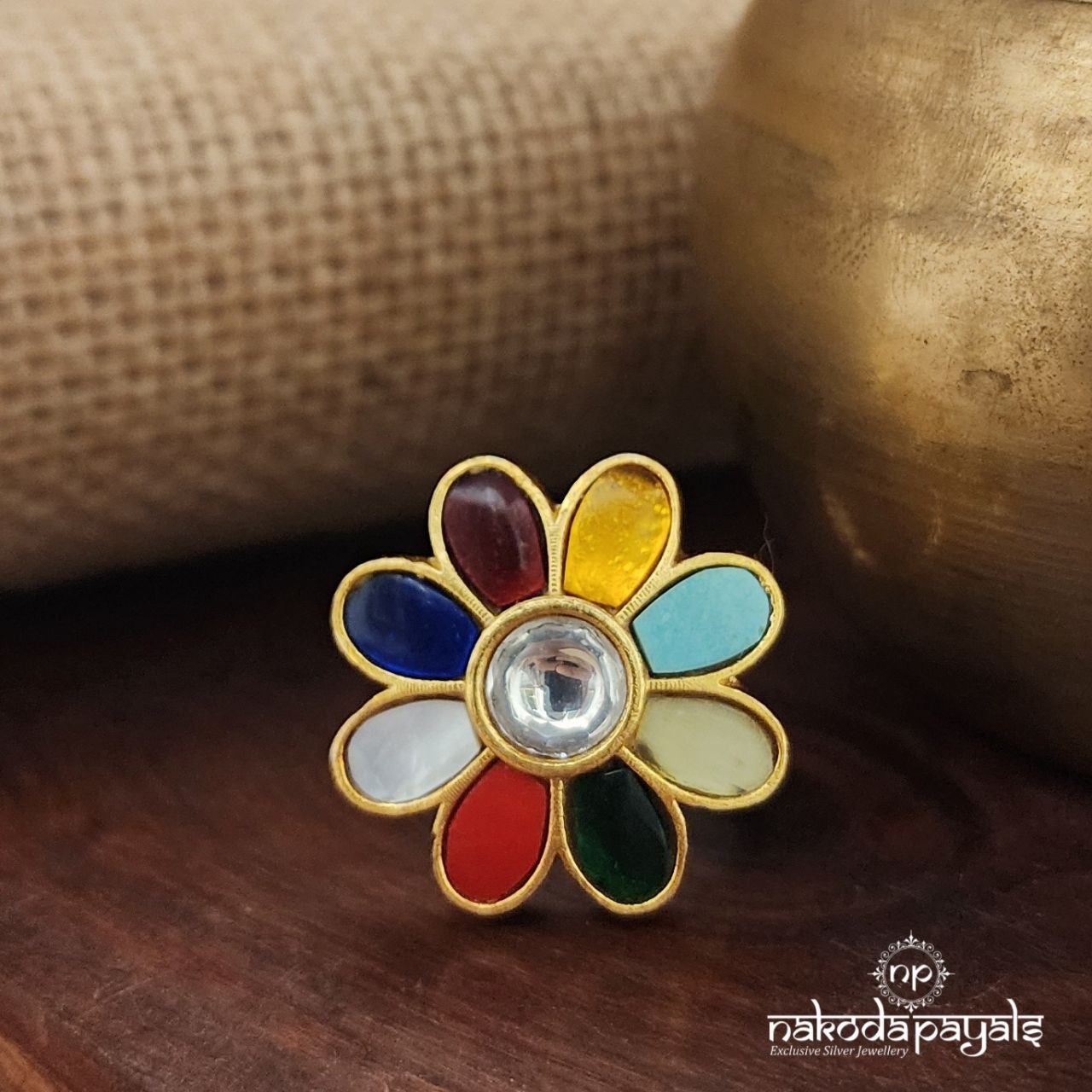 Navaratna Kundan Finger Ring (F2600)