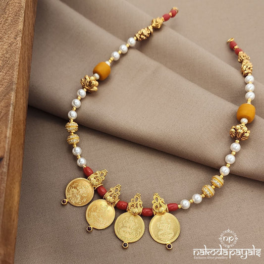 Traditional Lakshmi Kasu Coral  Neckpiece (Gn9299)