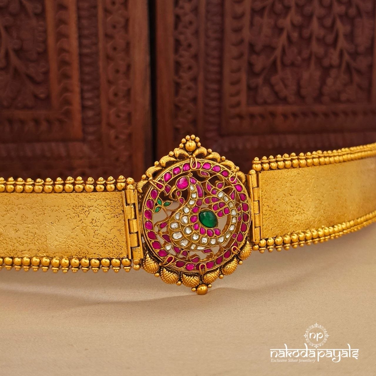 Peacock Motif Kundan Waistbelt (D0256)