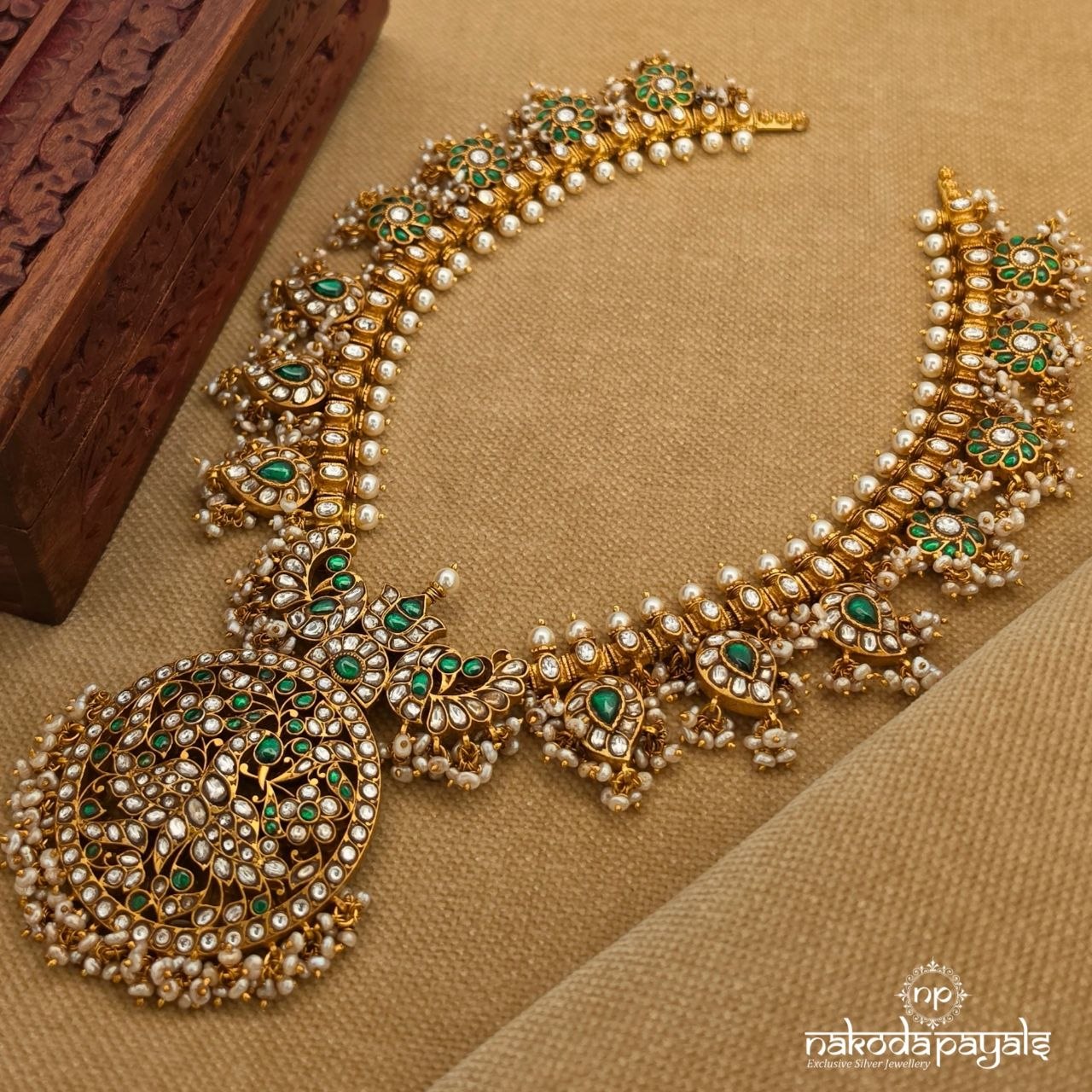 Kundan Green Peacock Neckpiece (Gn10531)