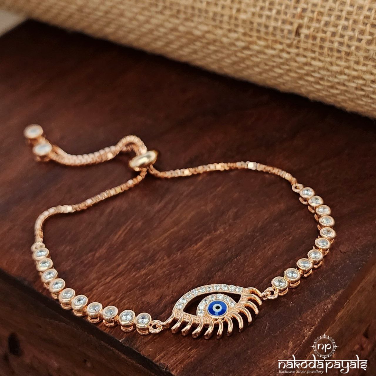 Rose Gold Big Eye Adjustable Bracelet (St3722)