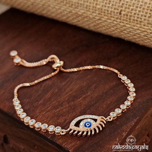 Rose Gold Big Eye Adjustable Bracelet (St3722)