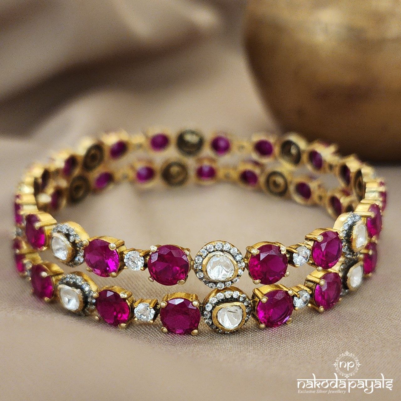 Pinkish Moissanite Bangles (Gk2828)