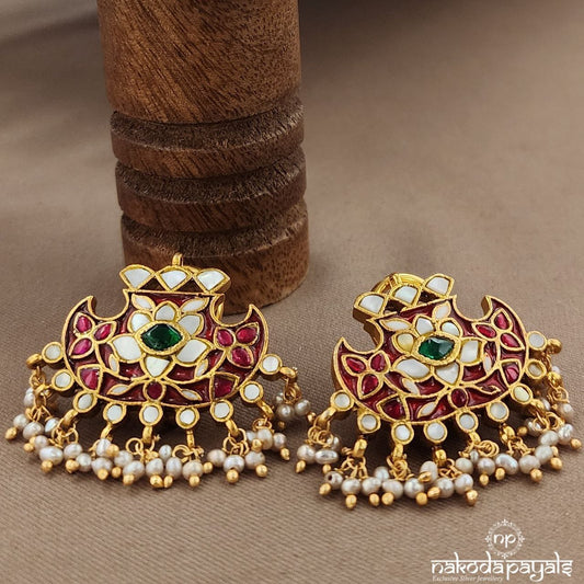 Traditional Lotus Pearled Earrings (Ge9933a)