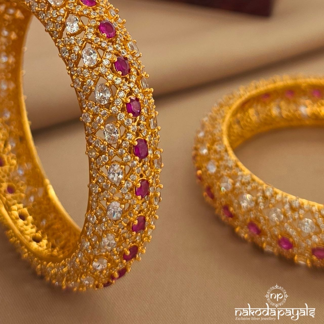 CZ Pink Bangles (2.4) (Gk3276)
