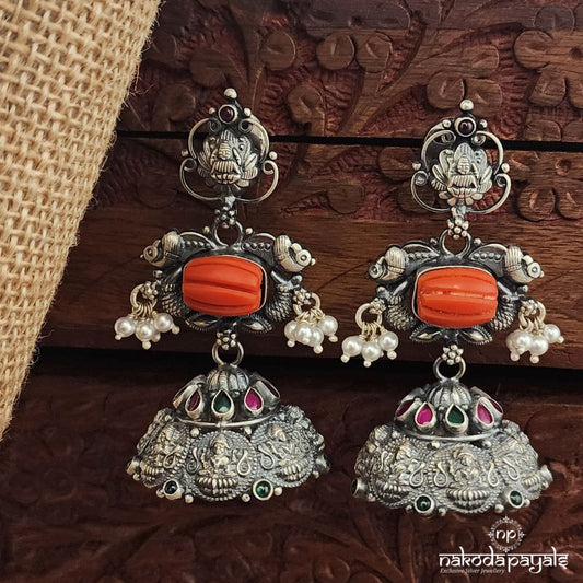 Pearled Drop Coral Jhumka (J1501)