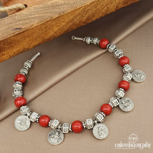Coral Lakshmi Coin Drop Neckpiece (N11108)