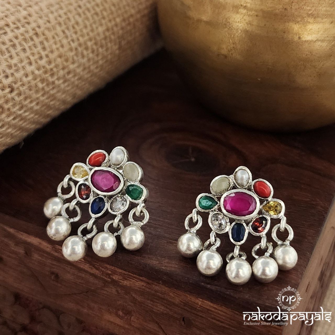Ball Drop Navaratna Studs (S3472)