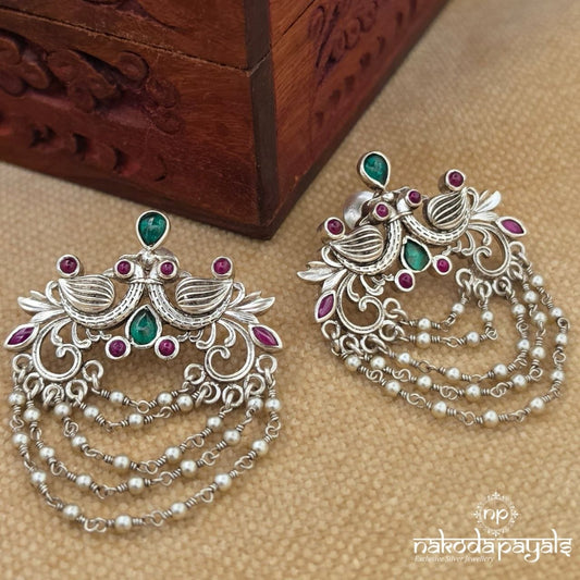 Twin Peacock Pearly Chandbali (C4185)