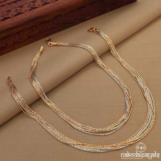 Rose Gold Seven Line Anklet (A6865)