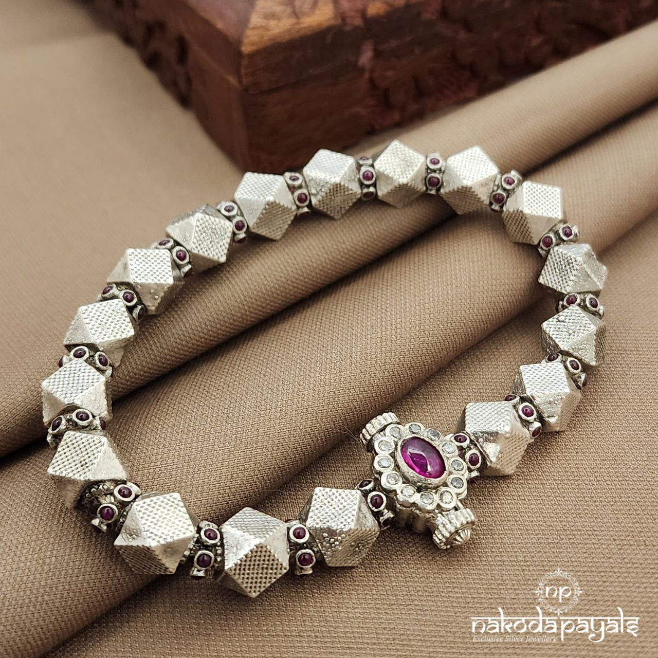 Pink Squarish Ball Kada  (K6211)