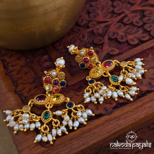 Navaratna  Floral  Pearl Chandbali (Ge11182)
