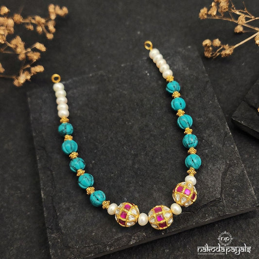 Turquoise Ball Kundan Neckpiece (Gn8723)