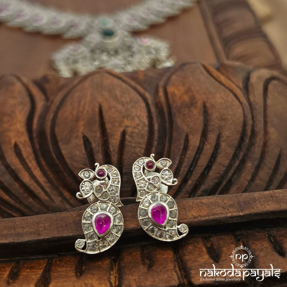 Pink Mango Drop Neckpiece With Earrings (N12199)