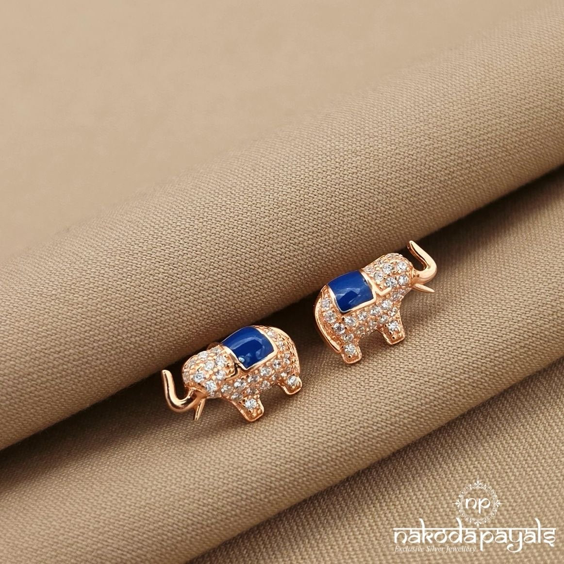 Cute Rose Gold Elephant Earrings (St3997)