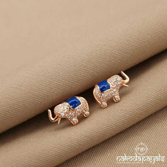 Cute Rose Gold Elephant Earrings (St3997)