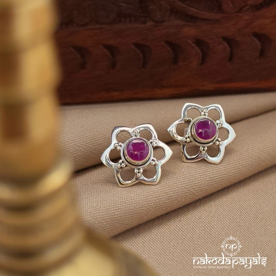 Pink Dot Floral Studs (S4093)