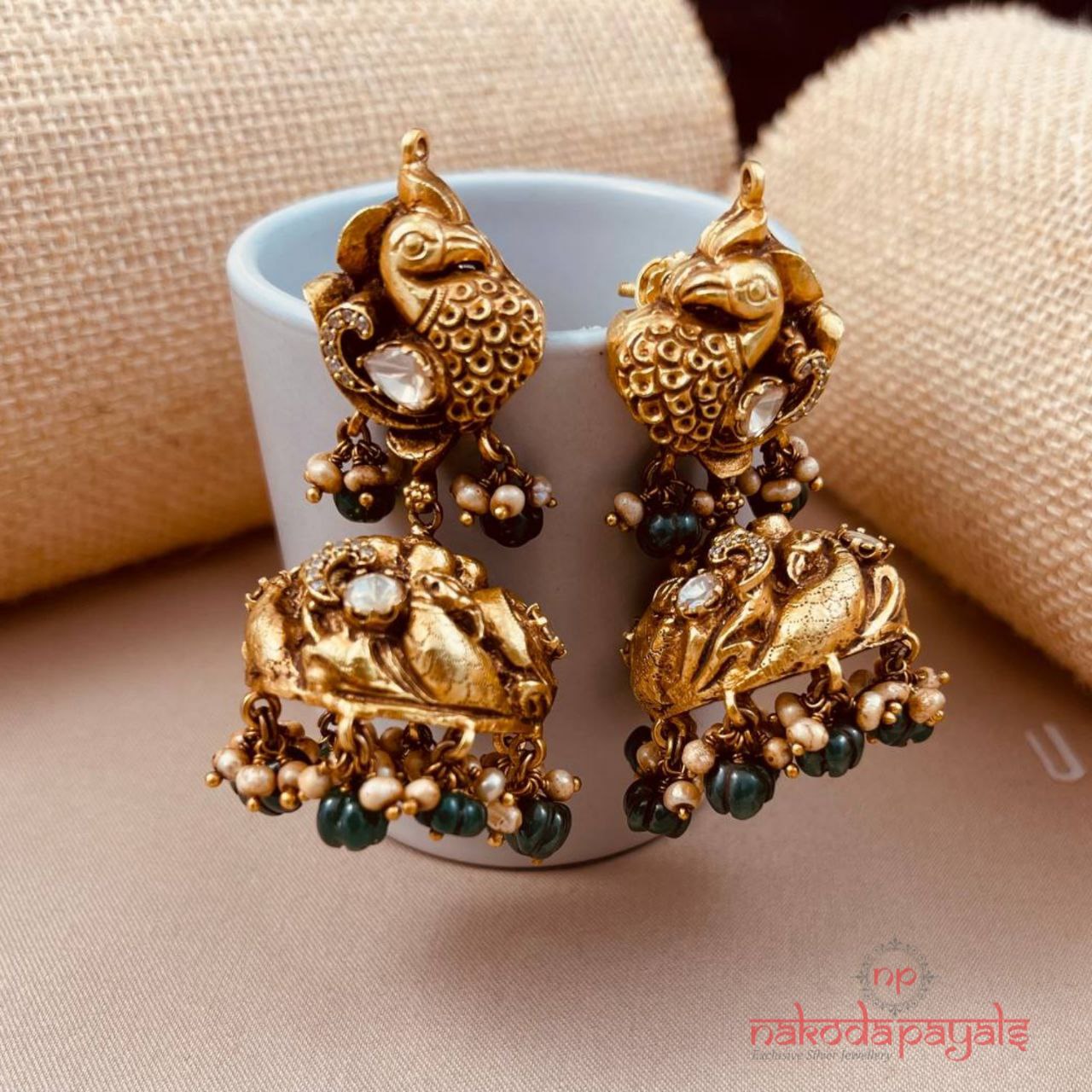 Peacock Moissanite Jhumka (Ge8772)