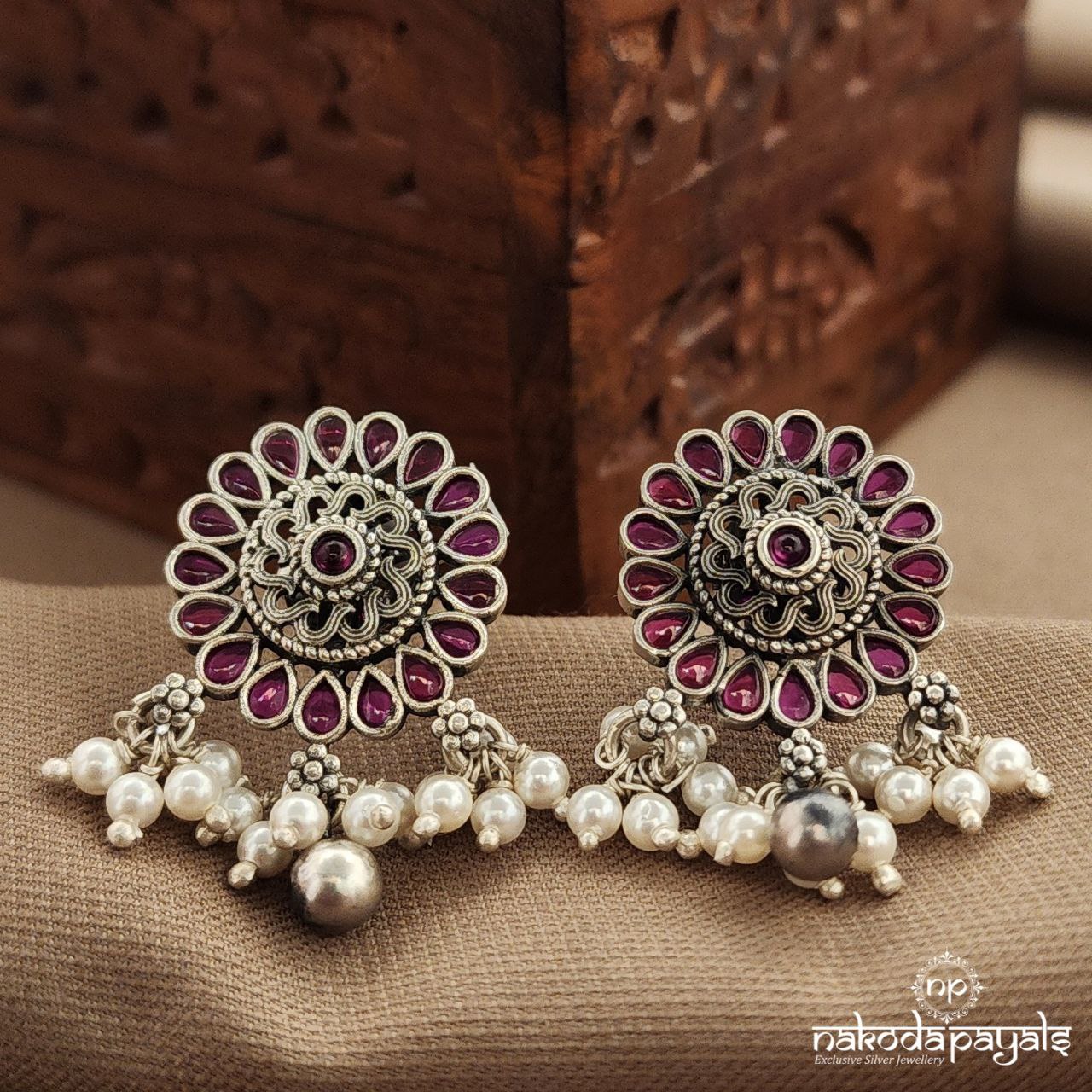 Pinkish Pearled Drop Studs (S3816)