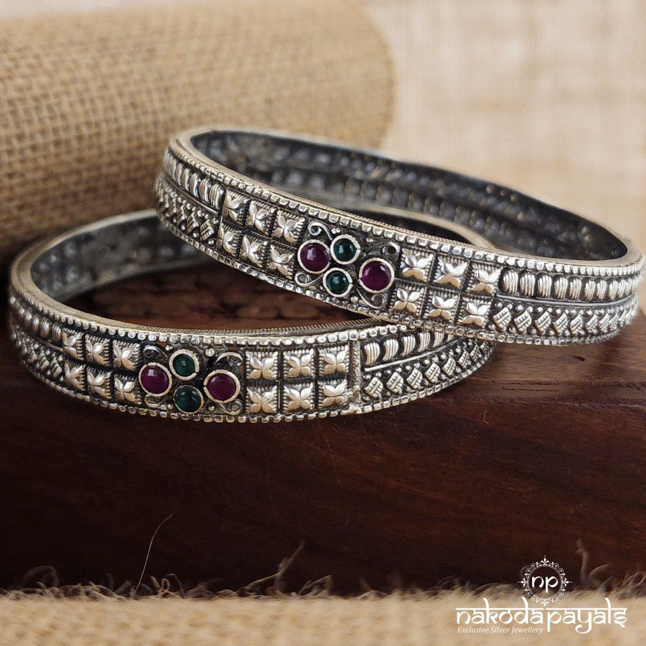 Squarish Pink & Green Bangles (K5021)