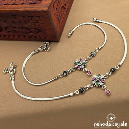 Floral Green Dot Anklet (A6997)