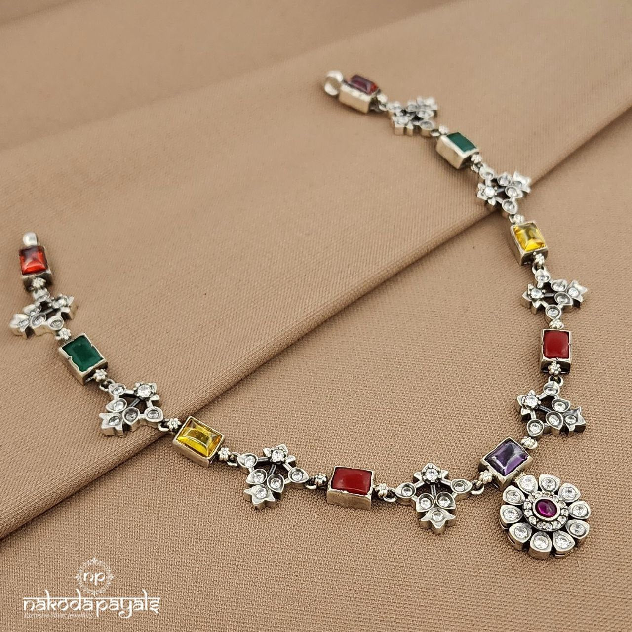 Rectangular Navaratna Neckpiece (N11186)