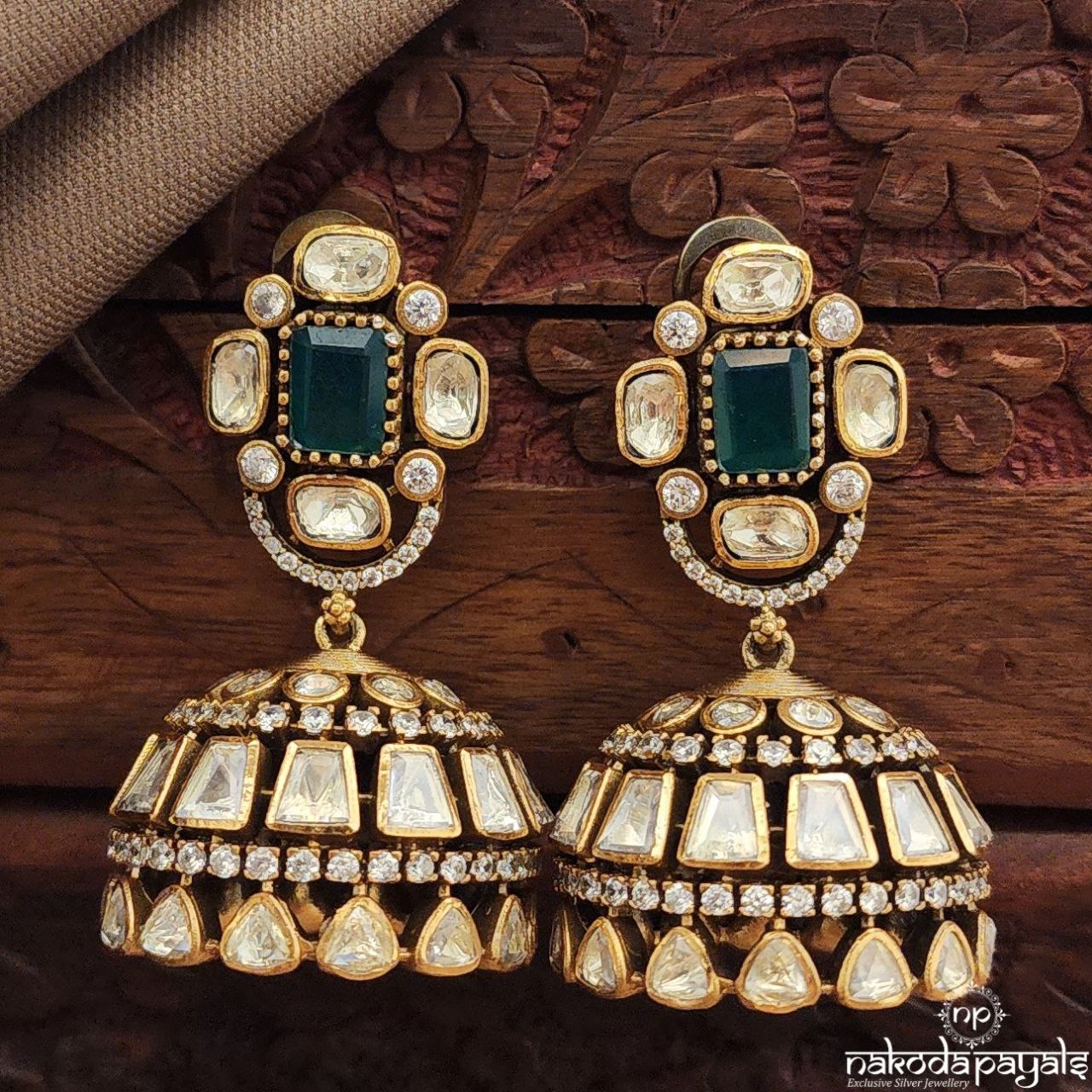 Green Moissanite Jhumka (Ge10010)